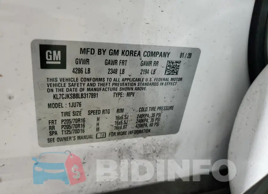 KL7CJKSB8LB317891 Photo# 12