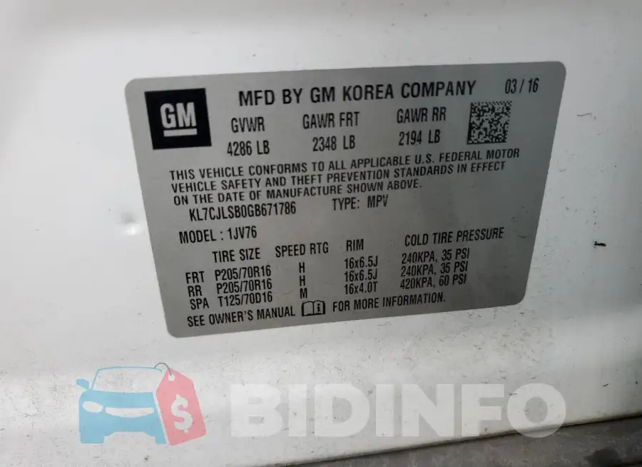 KL7CJLSB0GB671786 Photo# 13