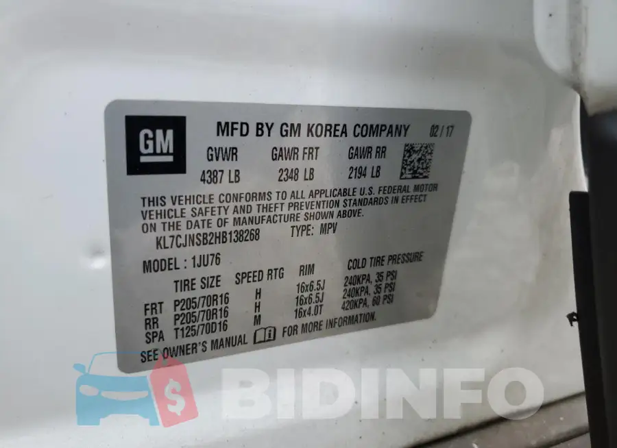 KL7CJNSB2HB138268 Photo# 13