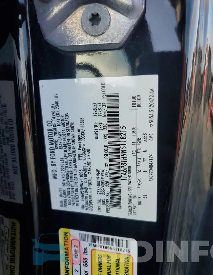 1FA6P8TH9N5118215 Photo# 12