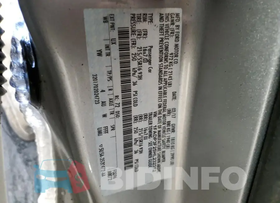 1FADP3F25HL232312 Photo# 13