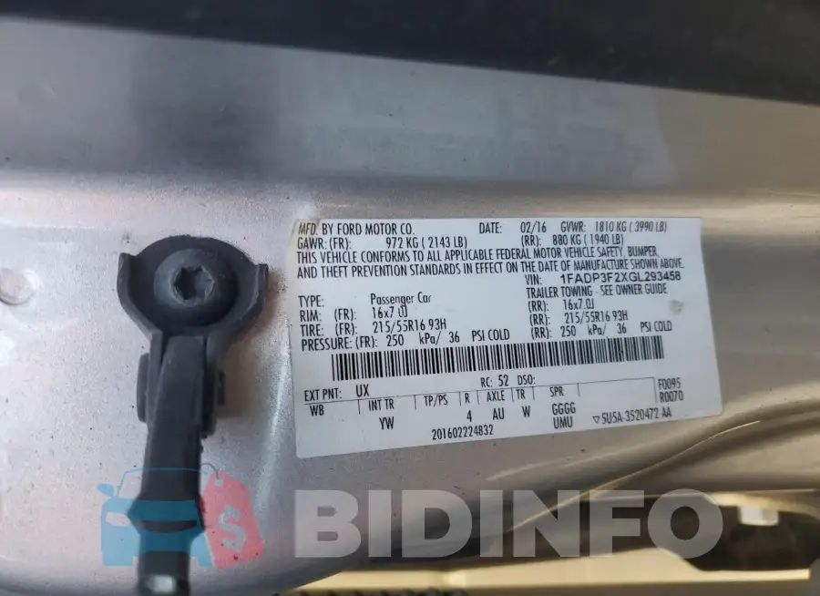 1FADP3F2XGL293458 Photo# 12