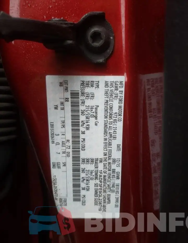 1FADP3FE9GL238719 Photo# 13