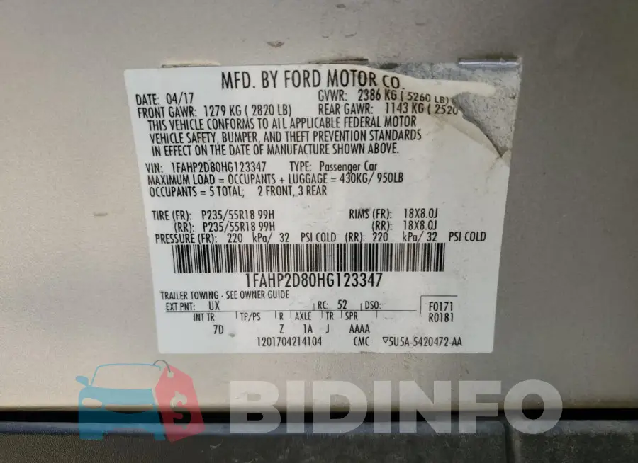 1FAHP2D80HG123347 Photo# 12