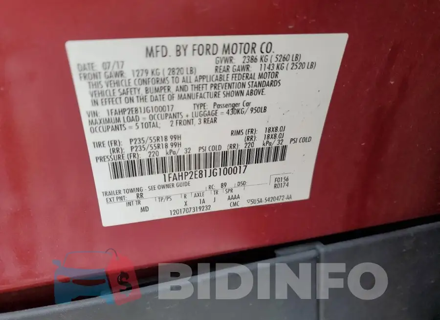 1FAHP2E81JG100017 Photo# 12