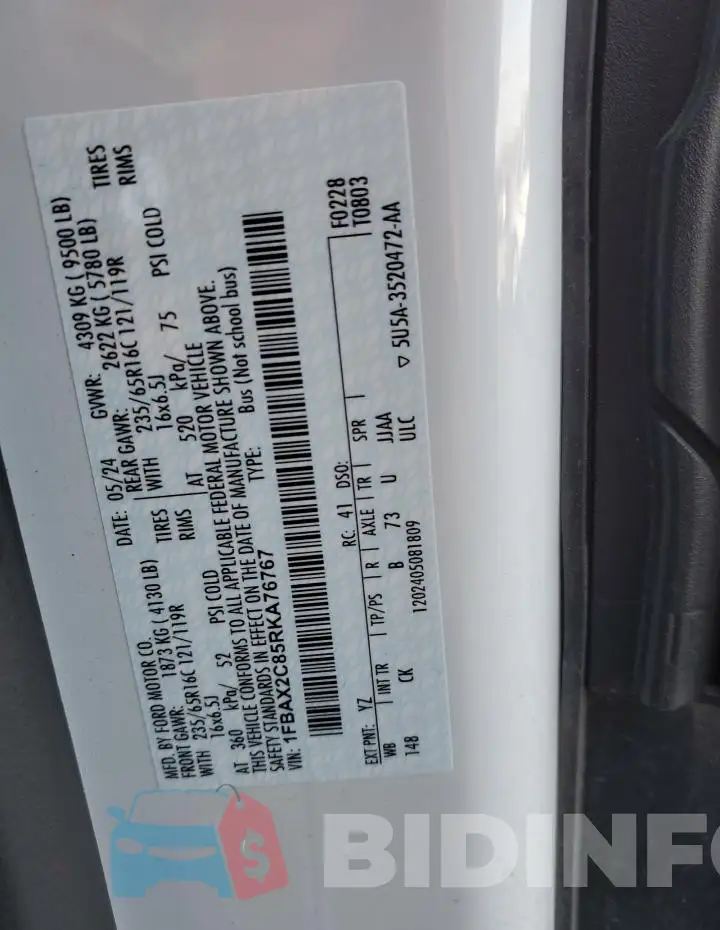 1FBAX2C85RKA76767 Photo# 13