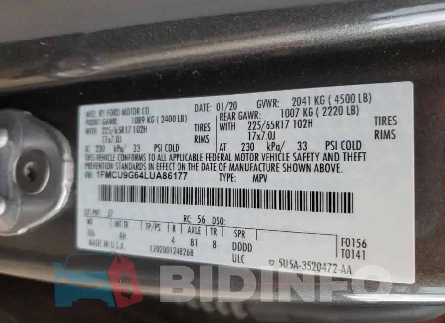 1FMCU9G64LUA86177 Photo# 13