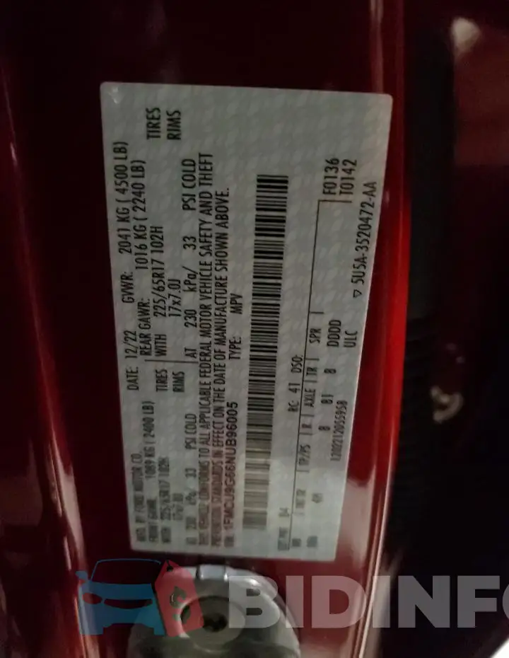 1FMCU9G66NUB96005 Photo# 13