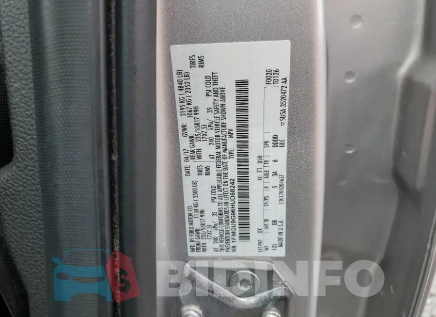 1FMCU9G96HUD68242 Photo# 13