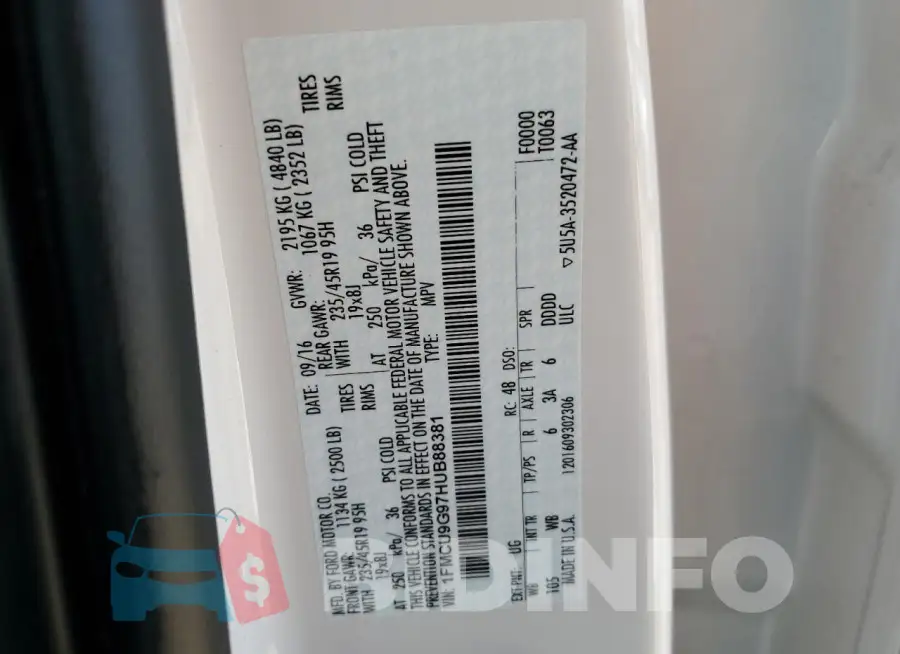 1FMCU9G97HUB88381 Photo# 13