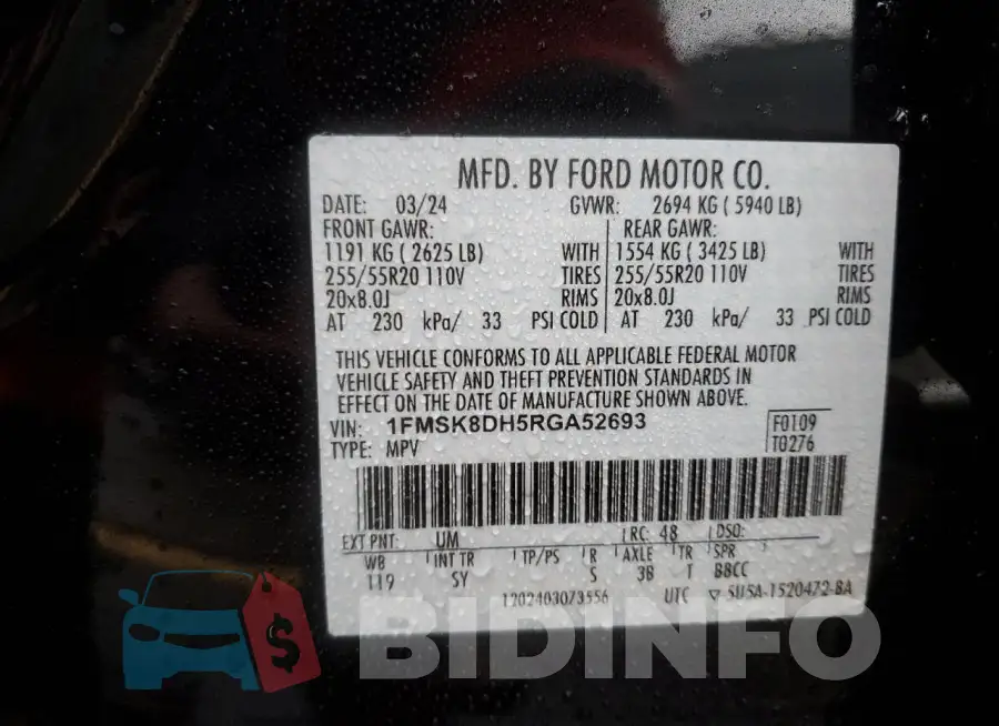 1FMSK8DH5RGA52693 Photo# 13