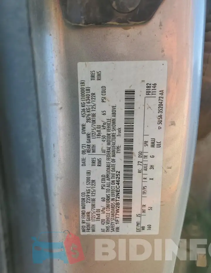1FT7W2BT2NEC46252 Photo# 12
