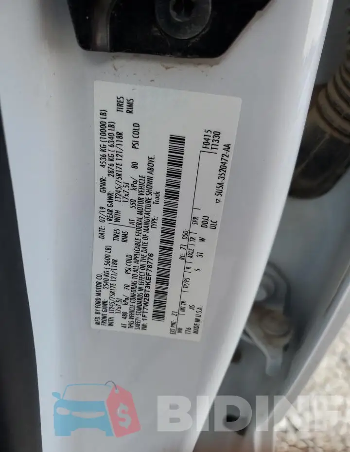 1FT7W2BT3KEF78776 Photo# 12