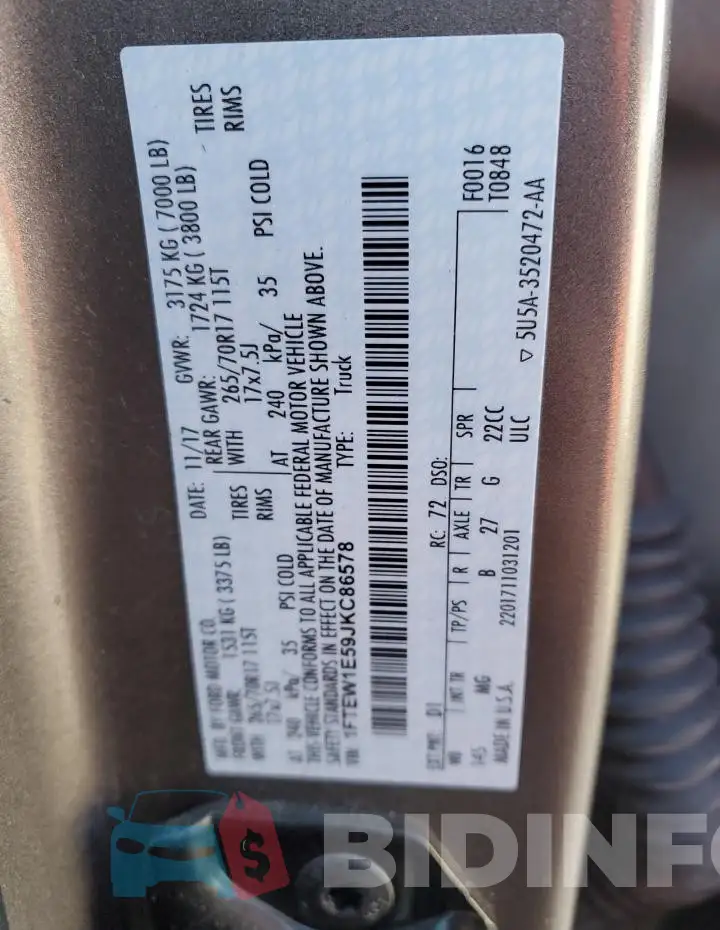 1FTEW1E59JKC86578 Photo# 12