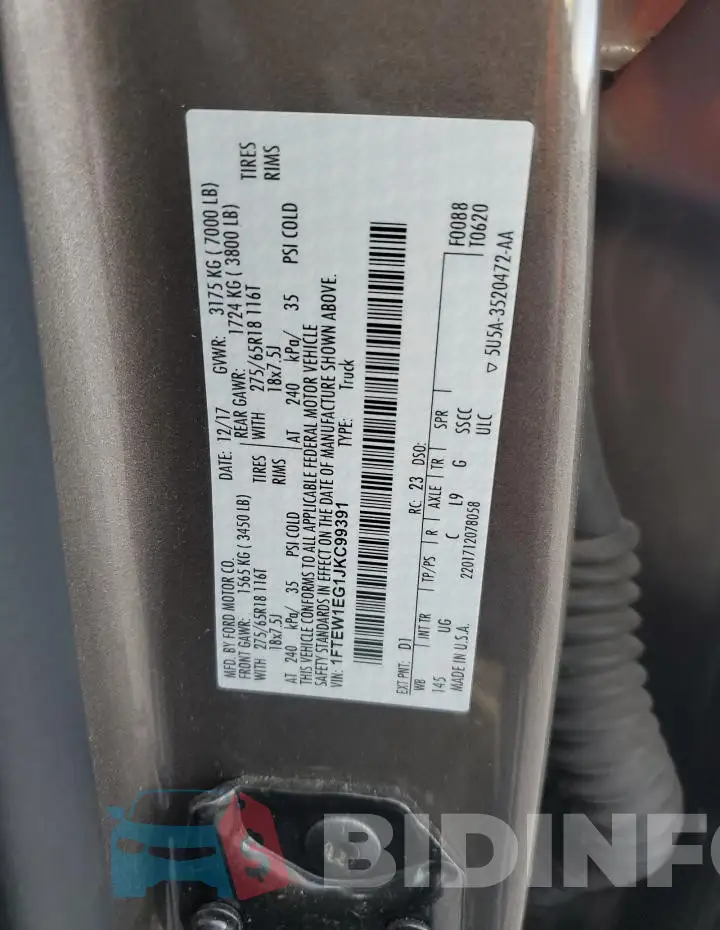 1FTEW1EG1JKC99391 Photo# 13