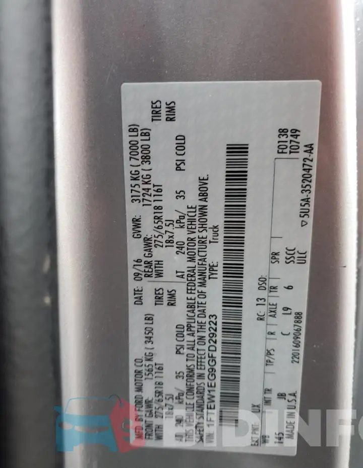 1FTEW1EG9GFD29223 Photo# 12