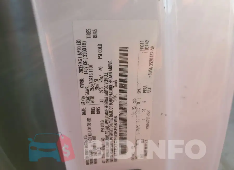 1FTEX1CP1GKF08198 Photo# 13