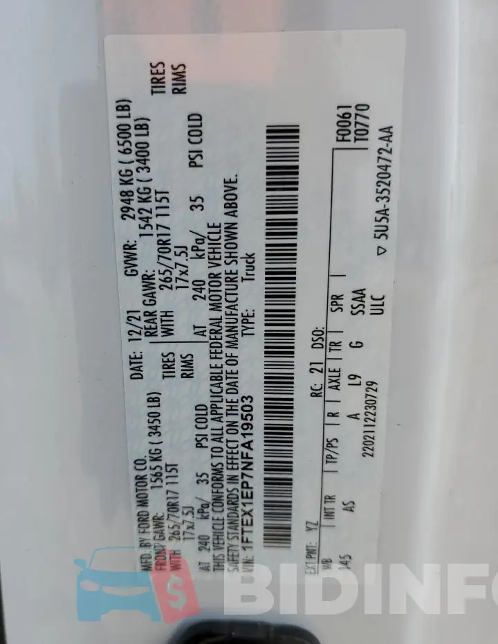 1FTEX1EP7NFA19503 Photo# 12