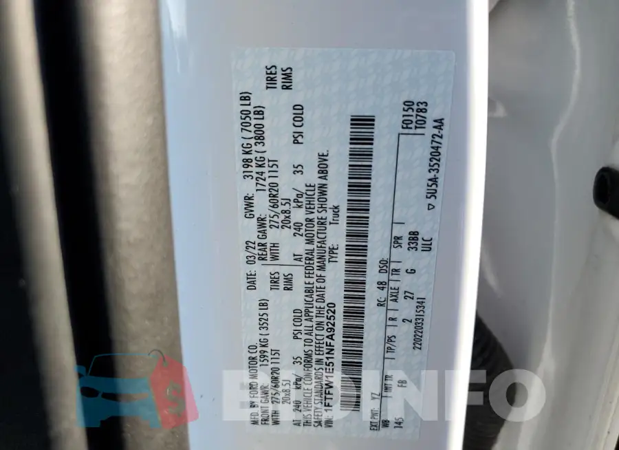 1FTFW1E51NFA92520 Photo# 13
