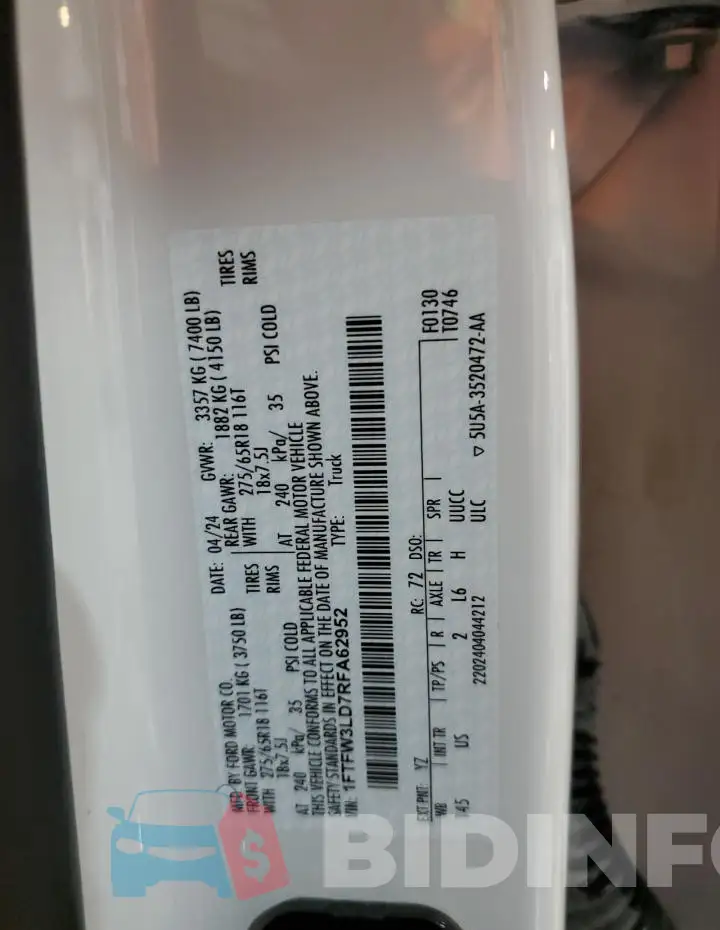 1FTFW3LD7RFA62952 Photo# 13