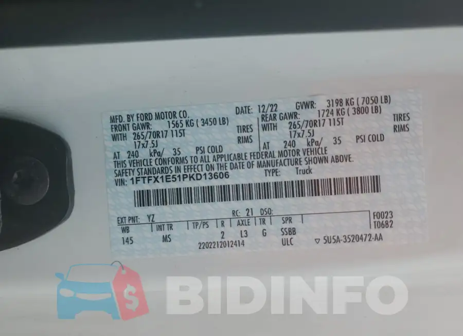 1FTFX1E51PKD13606 Photo# 12