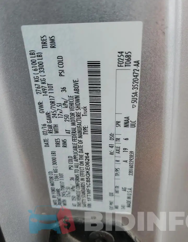 1FTMF1C85GKE06264 Photo# 13