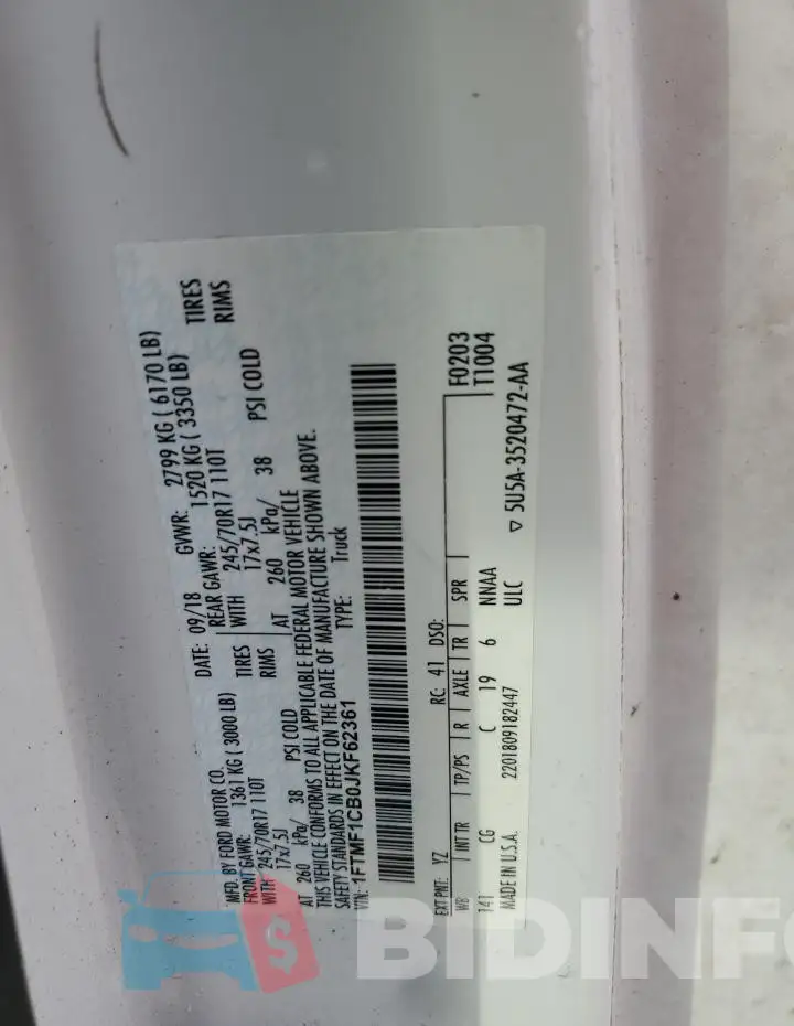 1FTMF1CB0JKF62361 Photo# 12