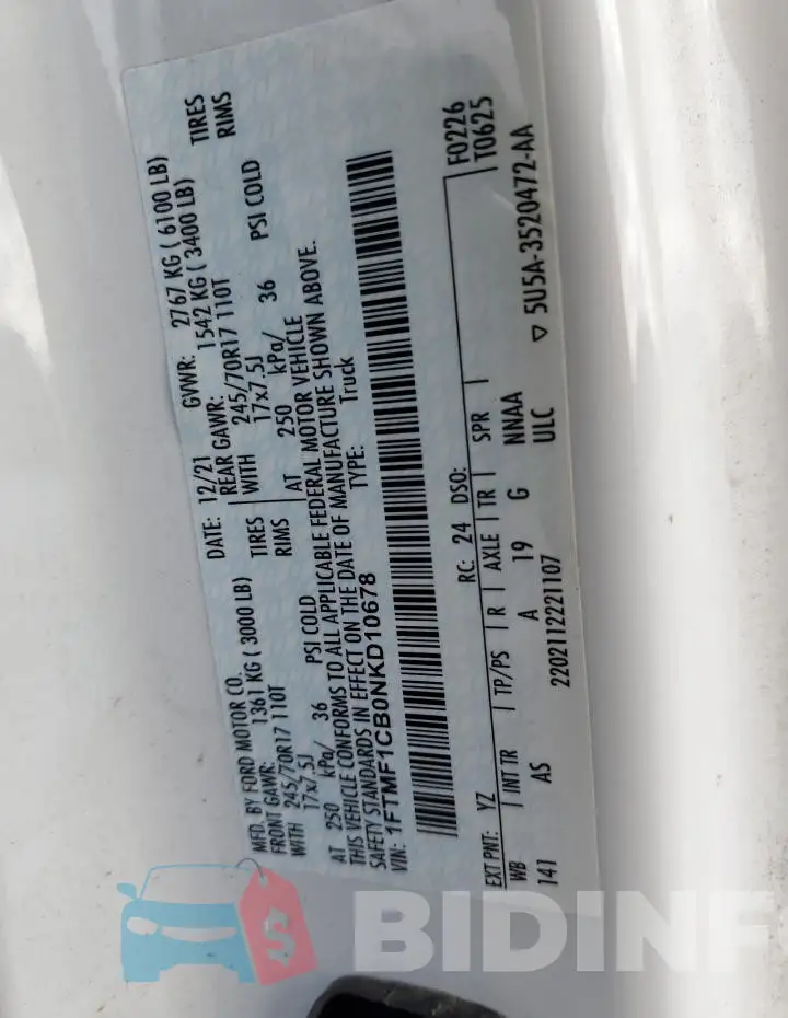 1FTMF1CB0NKD10678 Photo# 12