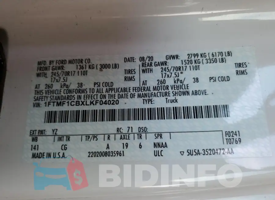 1FTMF1CBXLKF04020 Photo# 13