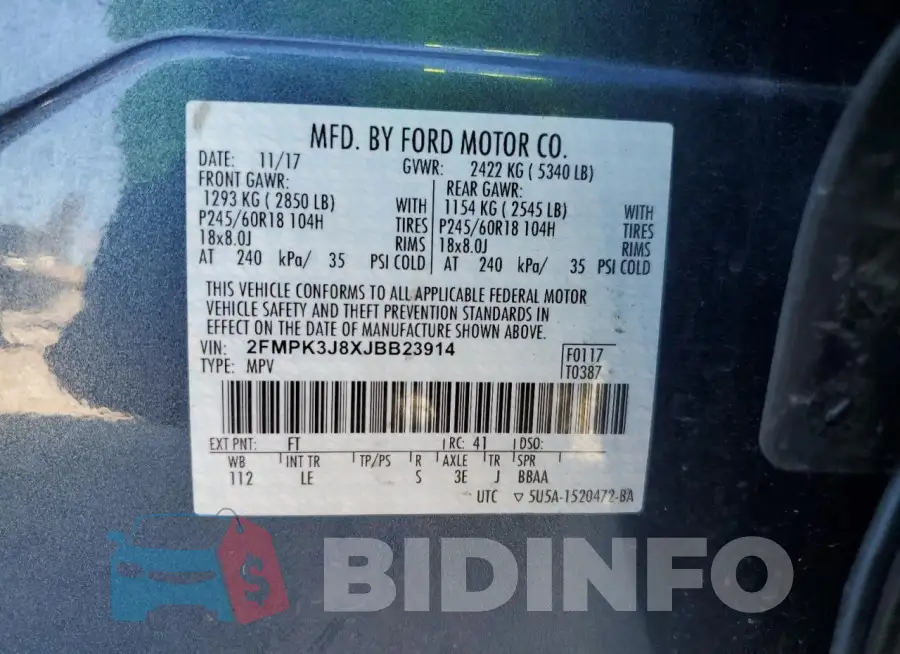 2FMPK3J8XJBB23914 Photo# 13