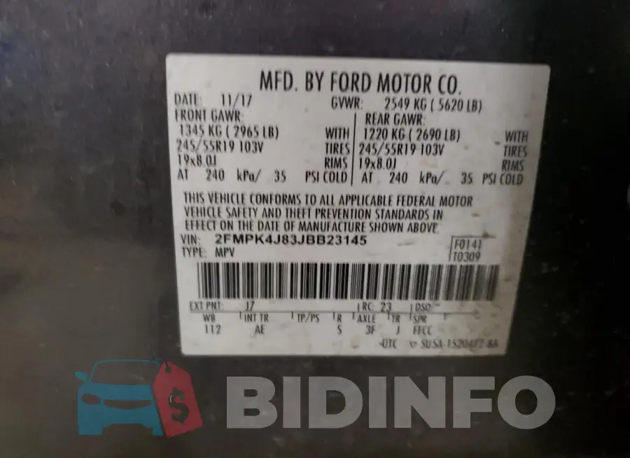 2FMPK4J83JBB23145 Photo# 14