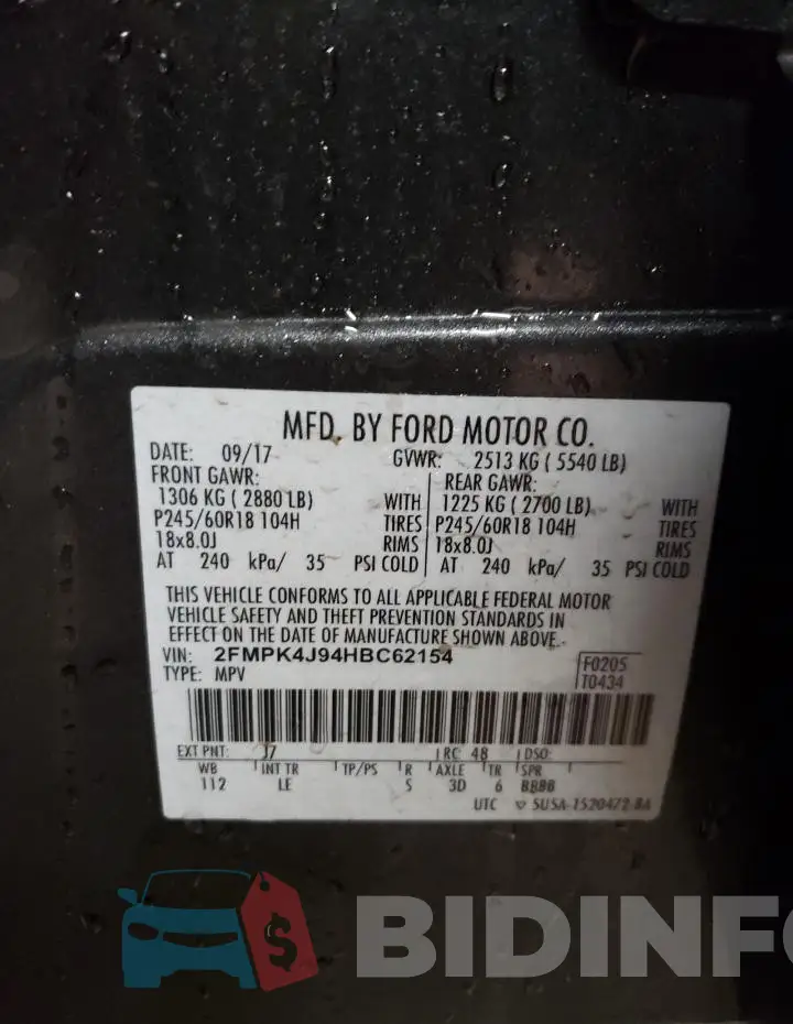 2FMPK4J94HBC62154 Photo# 12