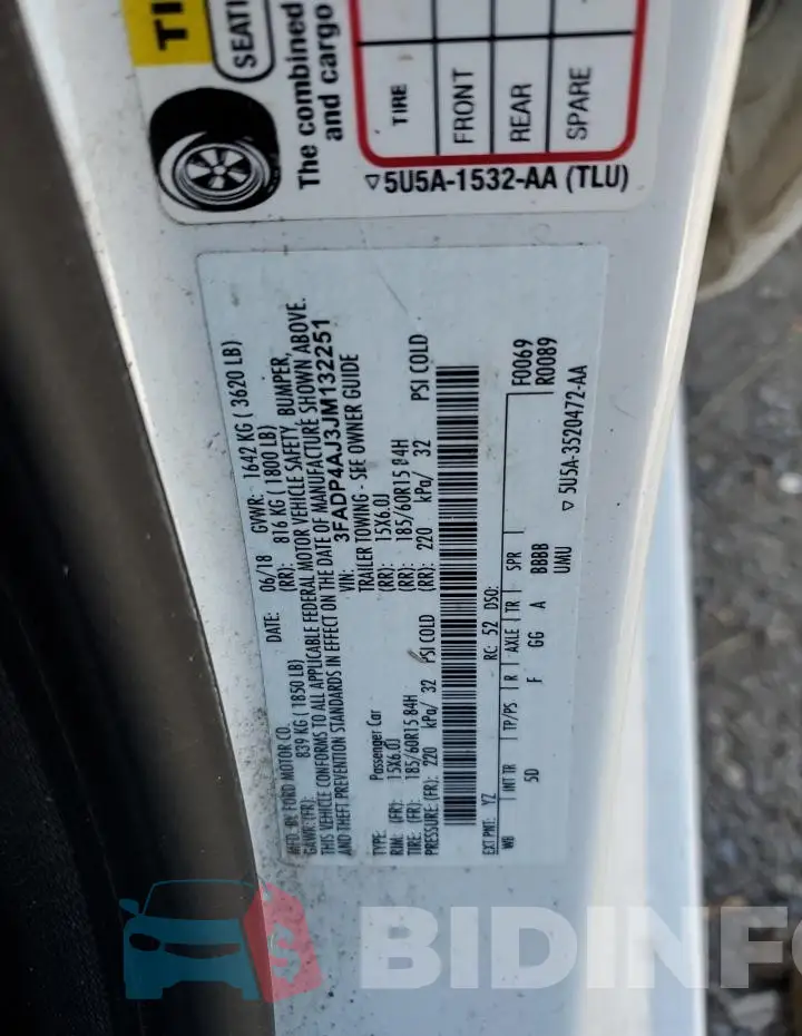 3FADP4AJ3JM132251 Photo# 12