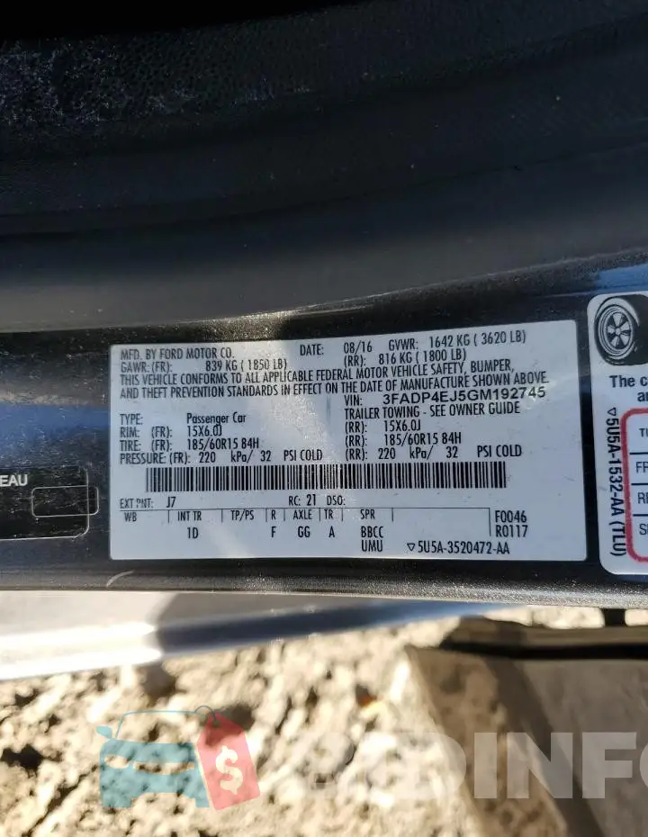 3FADP4EJ5GM192745 Photo# 12