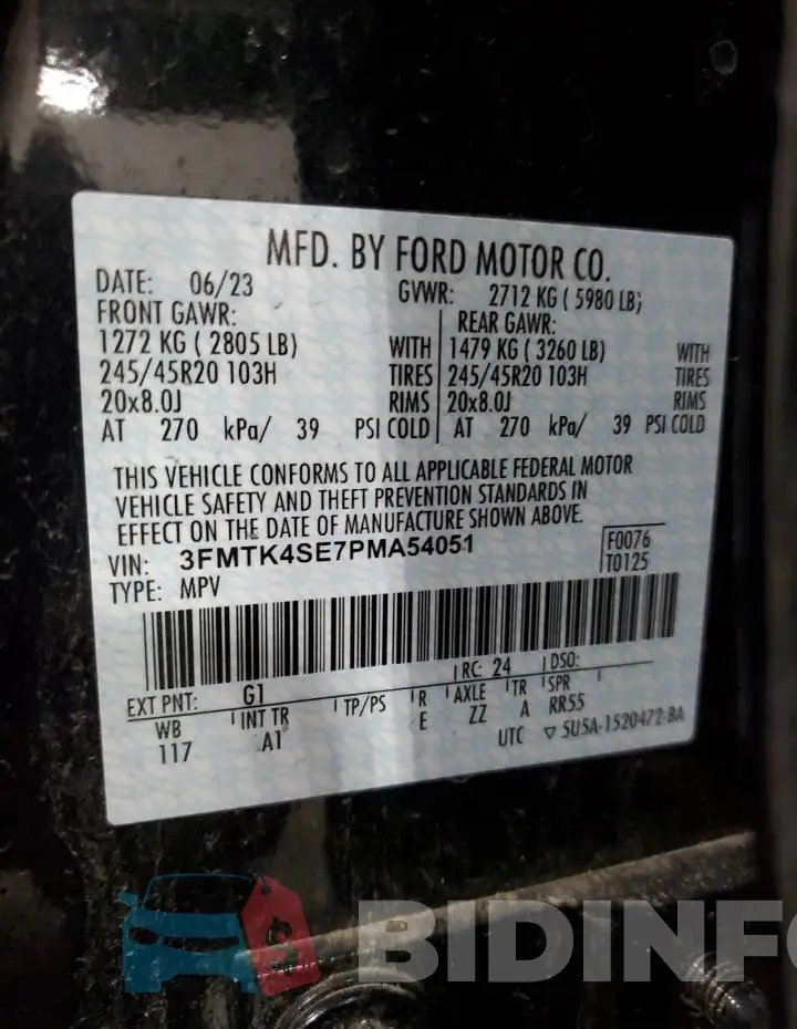 3FMTK4SE7PMA54051 Photo# 13