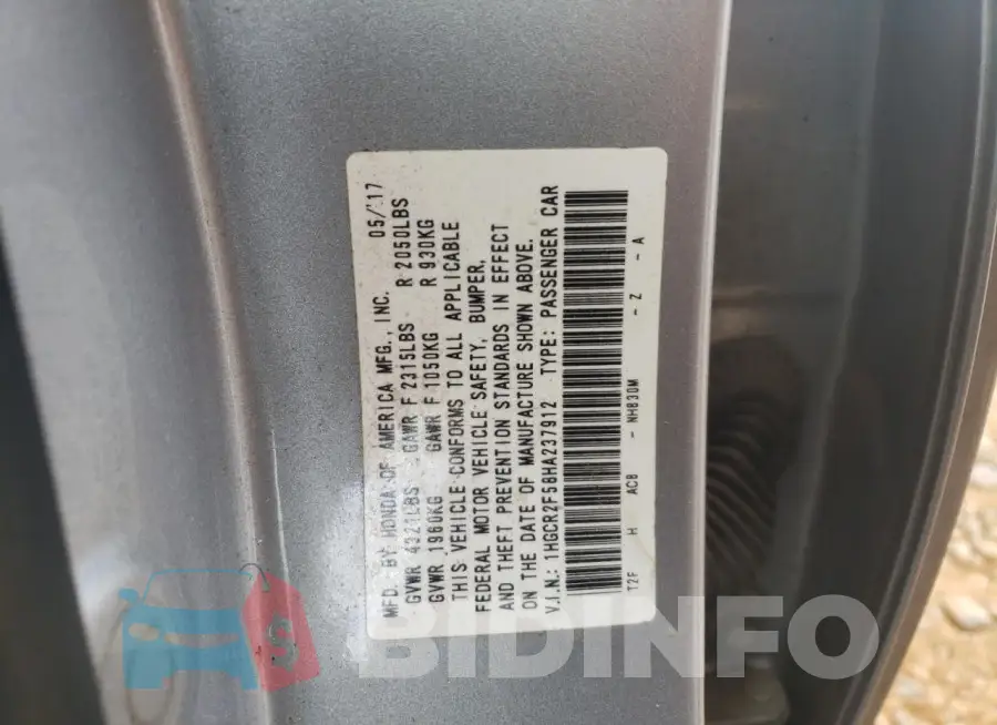 1HGCR2F58HA237912 Photo# 12