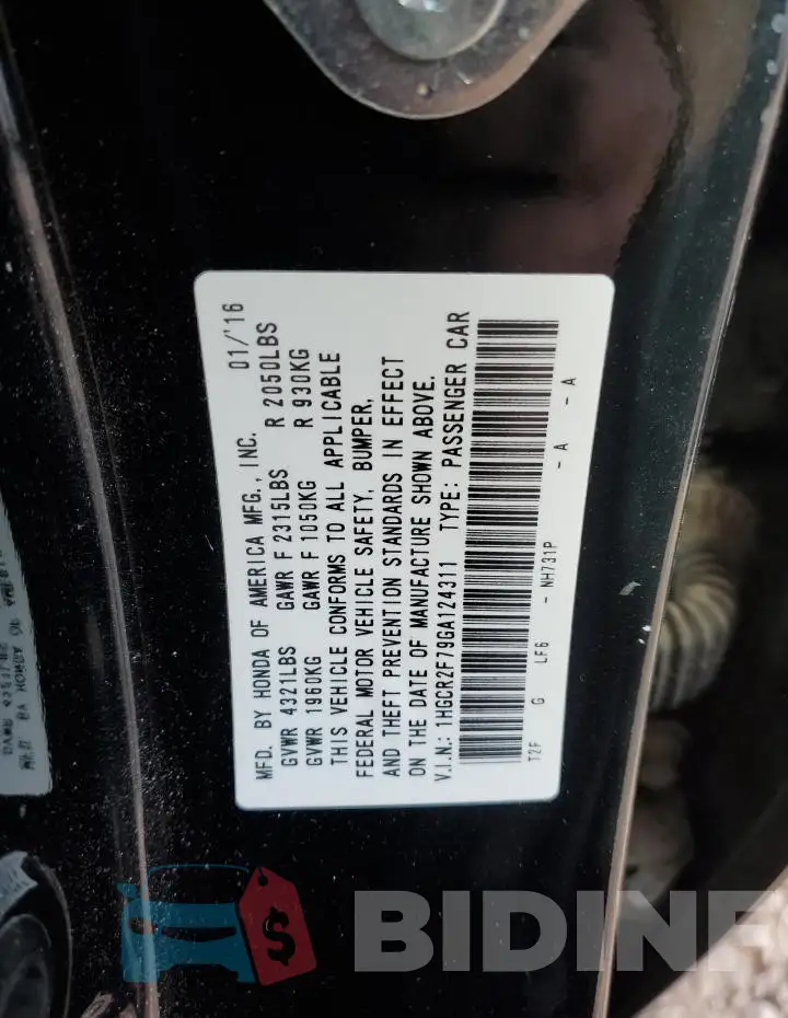 1HGCR2F79GA124311 Photo# 12