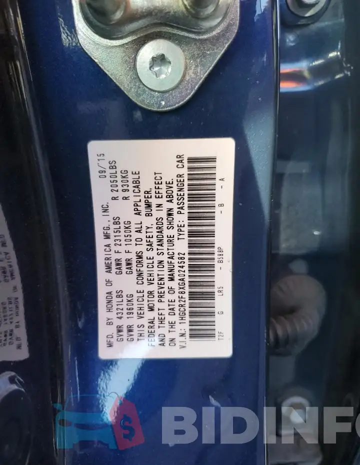 1HGCR2F8XGA024582 Photo# 12