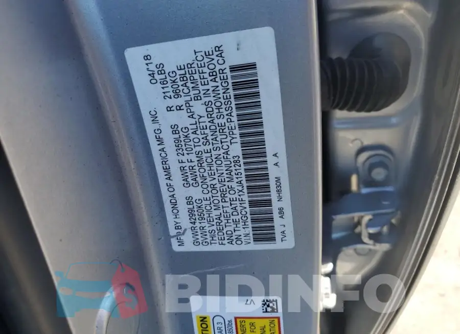1HGCV1F1XJA151283 Photo# 12
