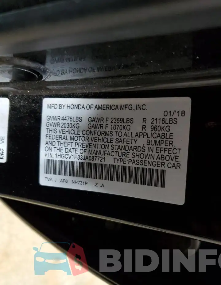 1HGCV1F33JA087721 Photo# 12