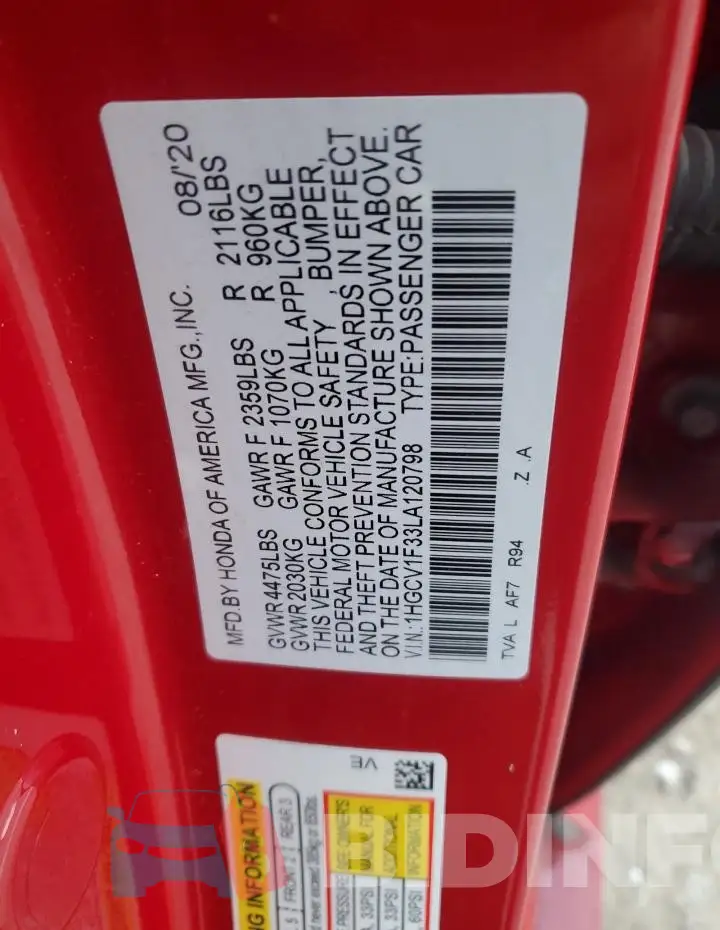 1HGCV1F33LA120798 Photo# 12