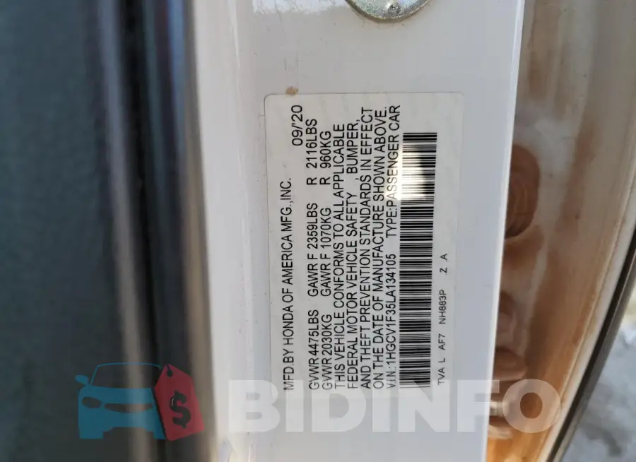1HGCV1F35LA134105 Photo# 13