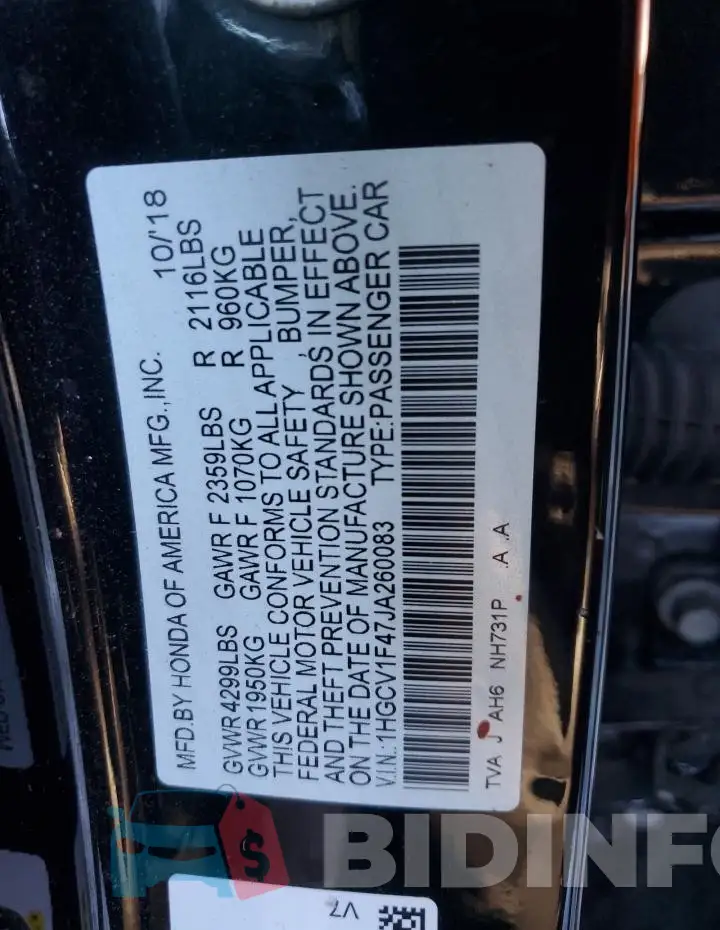 1HGCV1F47JA260083 Photo# 12