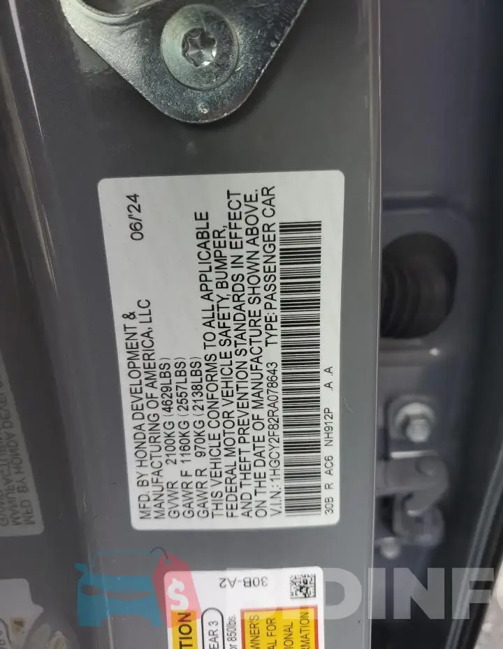 1HGCY2F82RA078643 Photo# 13