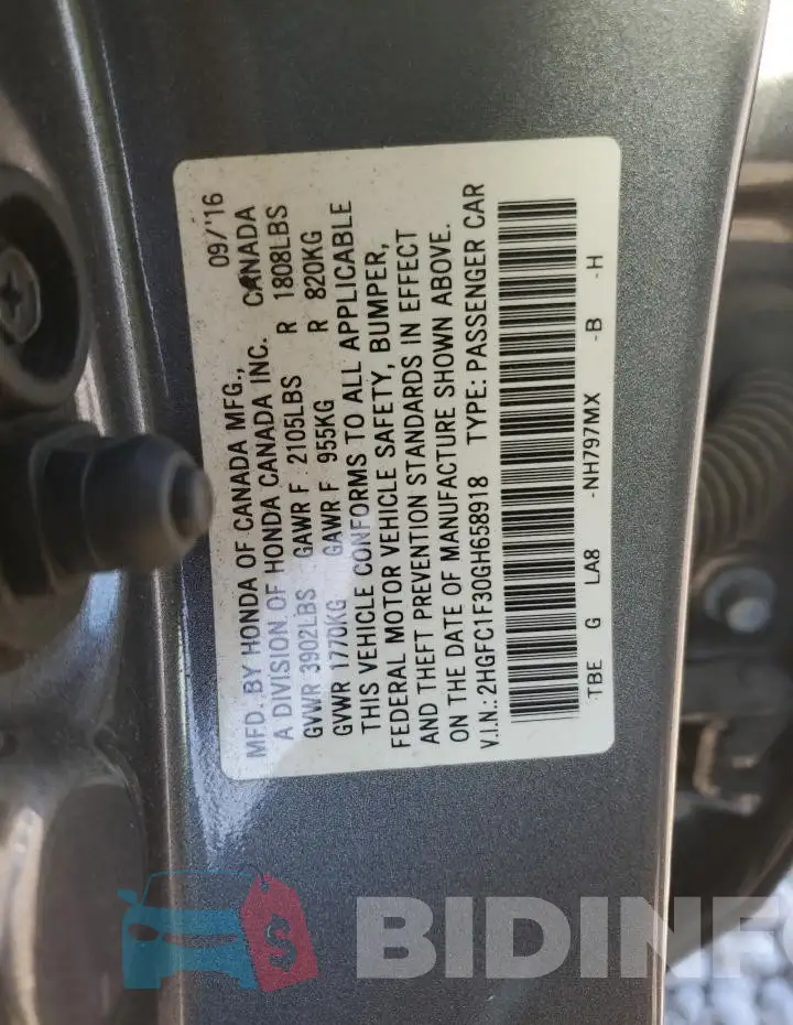 2HGFC1F30GH658918 Photo# 12