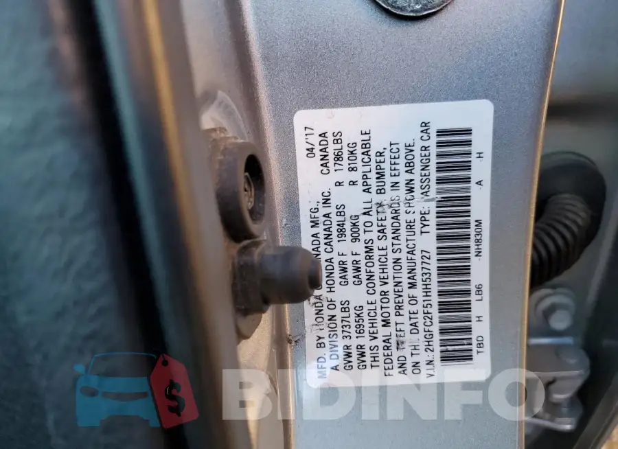 2HGFC2F51HH537727 Photo# 12
