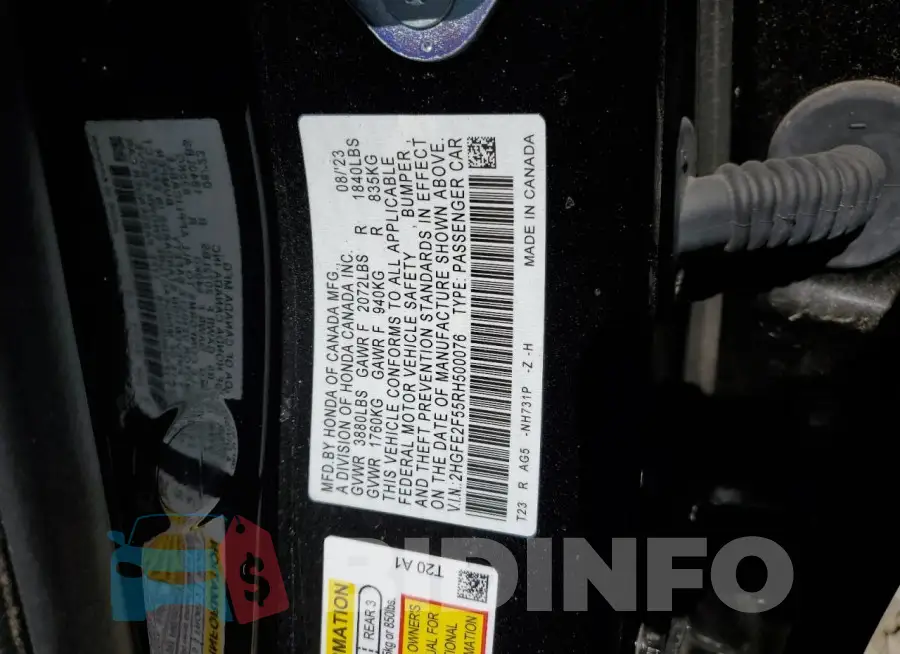 2HGFE2F55RH500076 Photo# 12