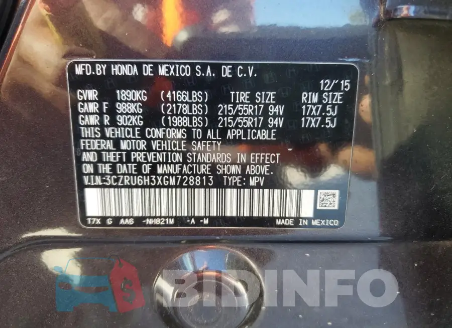 3CZRU6H3XGM728813 Photo# 13