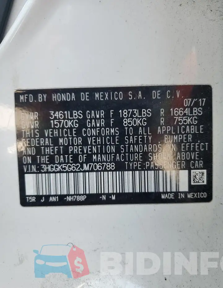 3HGGK5G62JM706788 Photo# 13