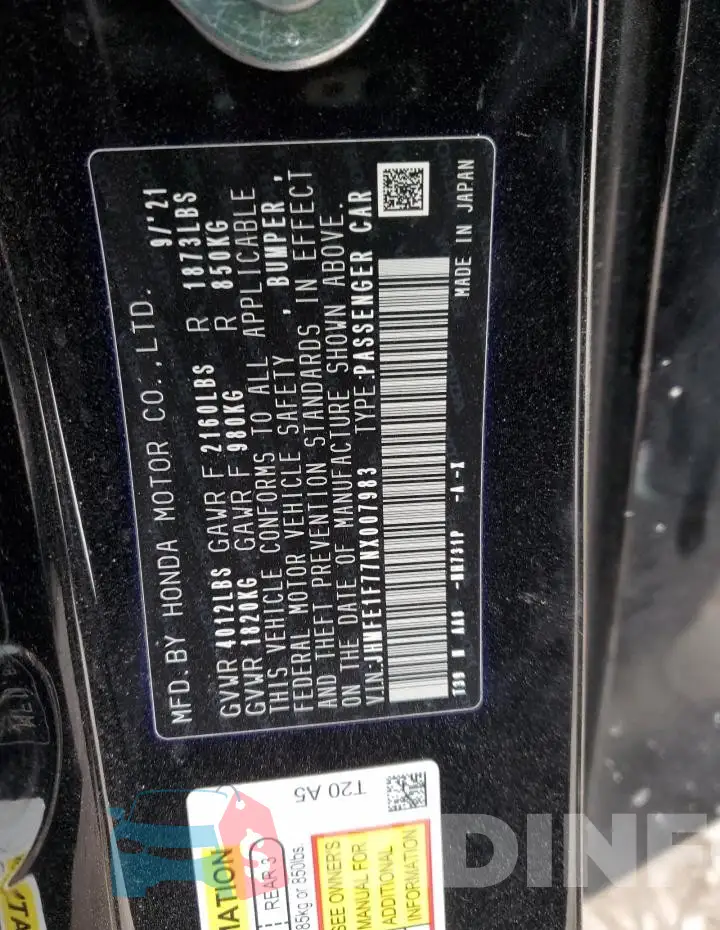 JHMFE1F77NX007983 Photo# 12